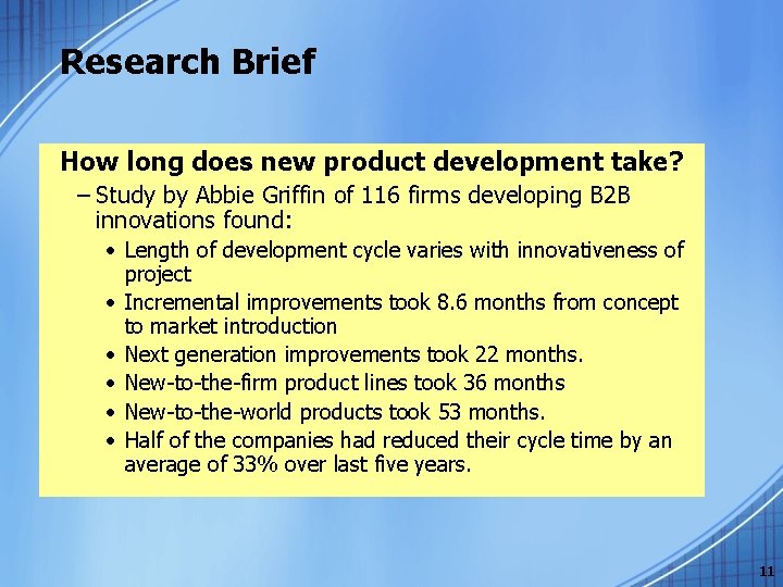 Research Brief How long does new product development take? – Study by Abbie Griffin