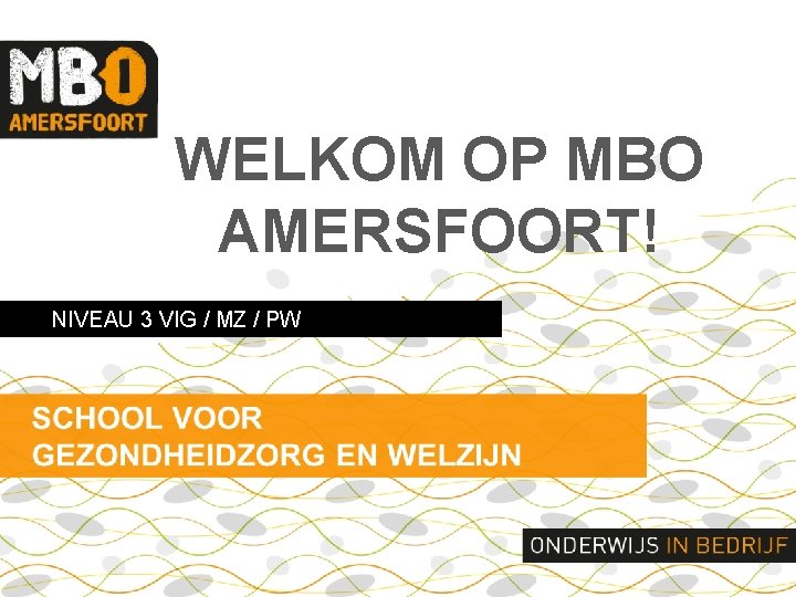 WELKOM OP MBO AMERSFOORT! NIVEAU 3 VIG / MZ / PW 