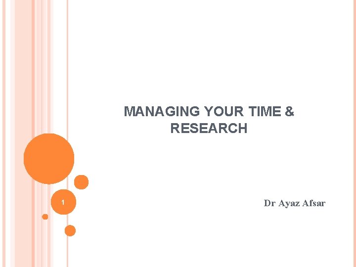 MANAGING YOUR TIME & RESEARCH 1 Dr Ayaz Afsar 