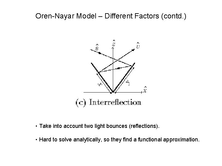 Oren-Nayar Model – Different Factors (contd. ) • Take into account two light bounces