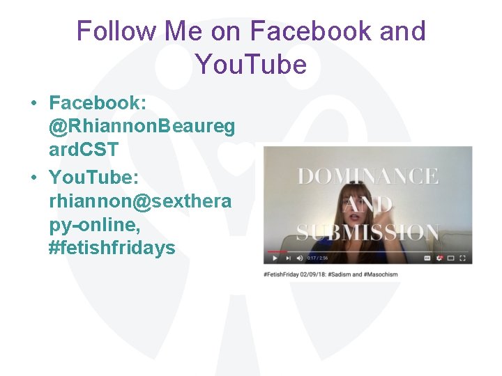 Follow Me on Facebook and You. Tube • Facebook: @Rhiannon. Beaureg ard. CST •