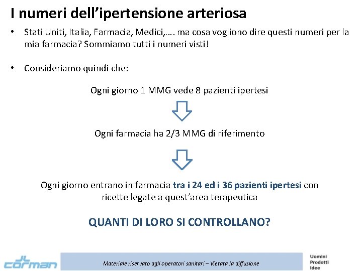 I numeri dell’ipertensione arteriosa • Stati Uniti, Italia, Farmacia, Medici, …. ma cosa vogliono