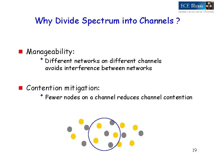 Why Divide Spectrum into Channels ? g Manageability: • Different networks on different channels