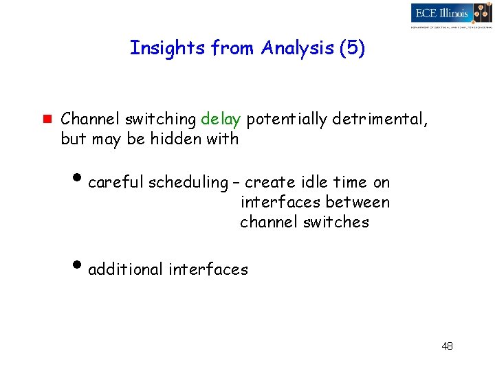 Insights from Analysis (5) g Channel switching delay potentially detrimental, but may be hidden