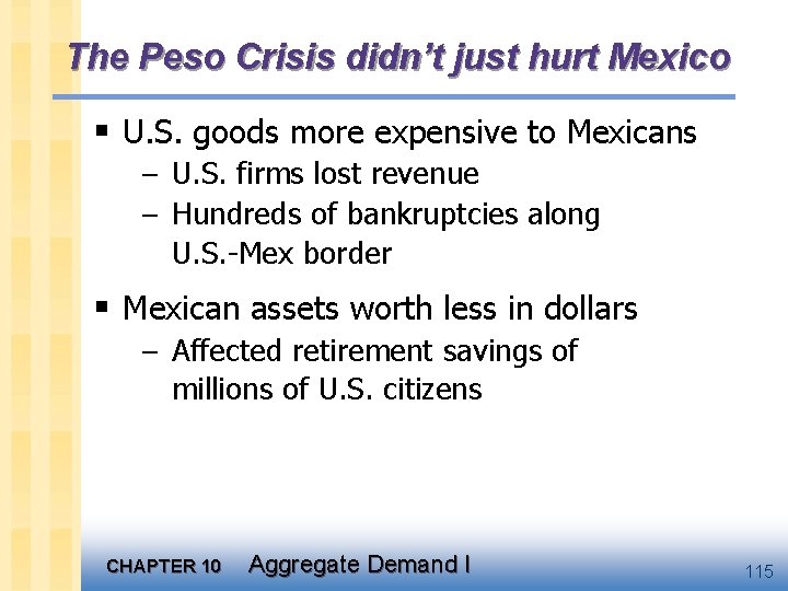 The Peso Crisis didn’t just hurt Mexico § U. S. goods more expensive to