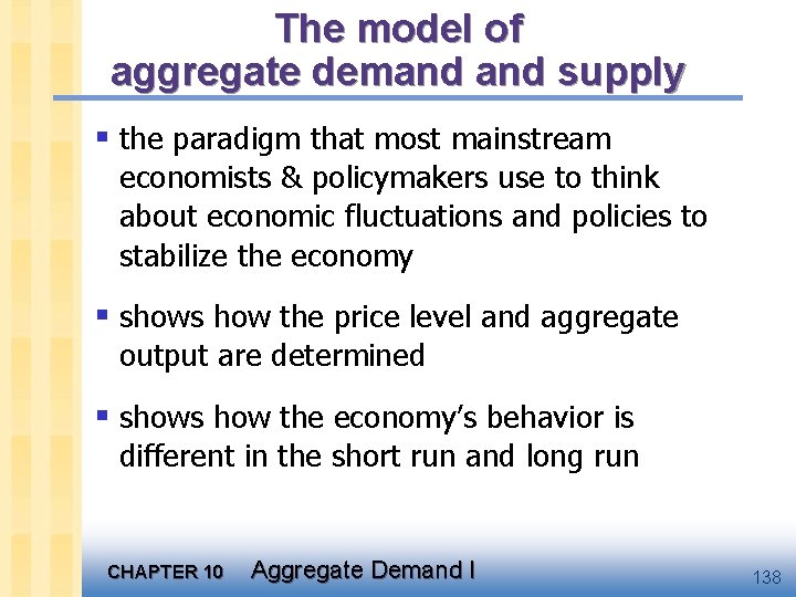 The model of aggregate demand supply § the paradigm that most mainstream economists &