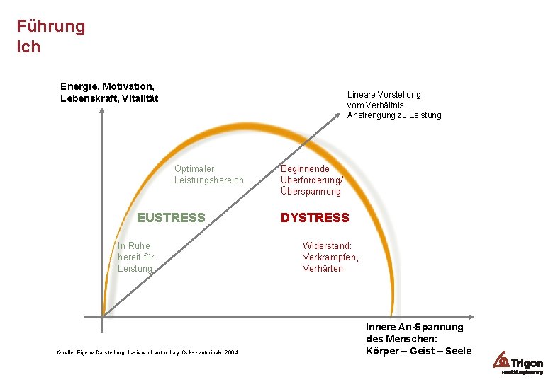 Führung Ich Energie, Motivation, Lebenskraft, Vitalität Lineare Vorstellung vom Verhältnis Anstrengung zu Leistung Optimaler