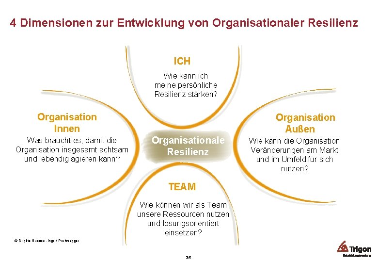 4 Dimensionen zur Entwicklung von Organisationaler Resilienz ICH Wie kann ich meine persönliche Resilienz