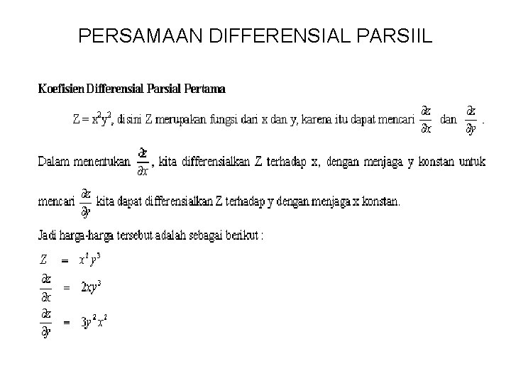 PERSAMAAN DIFFERENSIAL PARSIIL 