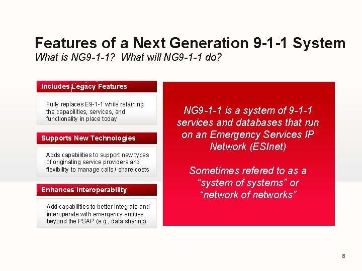 Features of a Next Generation 9 -1 -1 System What is NG 9 -1