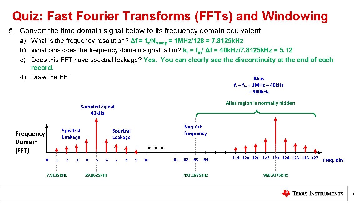 Quiz: Fast Fourier Transforms (FFTs) and Windowing 5. Convert the time domain signal below