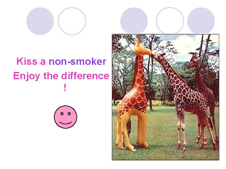 Kiss a non-smoker Enjoy the difference ! Kiss a non-smoker Enjoy the difference !