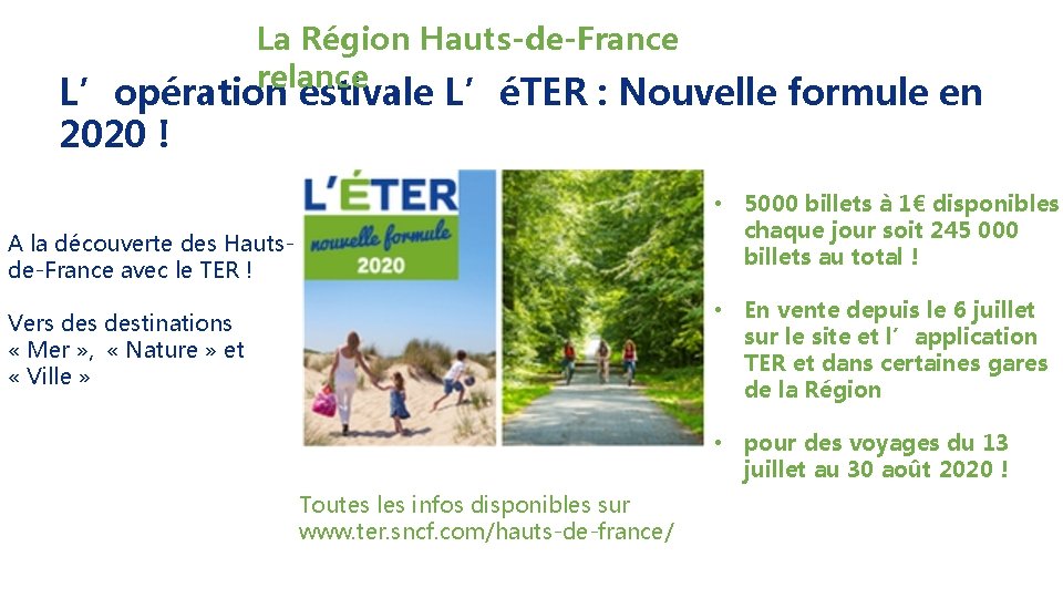 La Région Hauts-de-France relance L’opération estivale L’éTER : Nouvelle formule en 2020 ! •