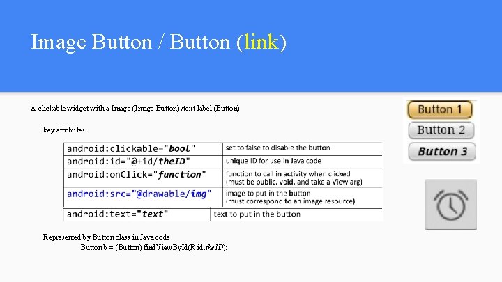 Image Button / Button (link) A clickable widget with a Image (Image Button) /text Image Button / Button (link) A clickable widget with a Image (Image Button) /text