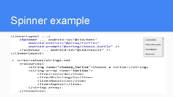 Spinner example Spinner example