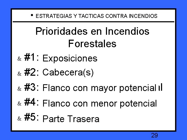  • ESTRATEGIAS Y TACTICAS CONTRA INCENDIOS Prioridades en Incendios Wildfire Priorities Forestales &