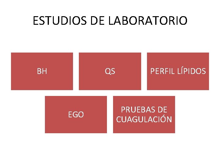 ESTUDIOS DE LABORATORIO BH QS EGO PERFIL LÍPIDOS PRUEBAS DE CUAGULACIÓN ESTUDIOS DE LABORATORIO BH QS EGO PERFIL LÍPIDOS PRUEBAS DE CUAGULACIÓN