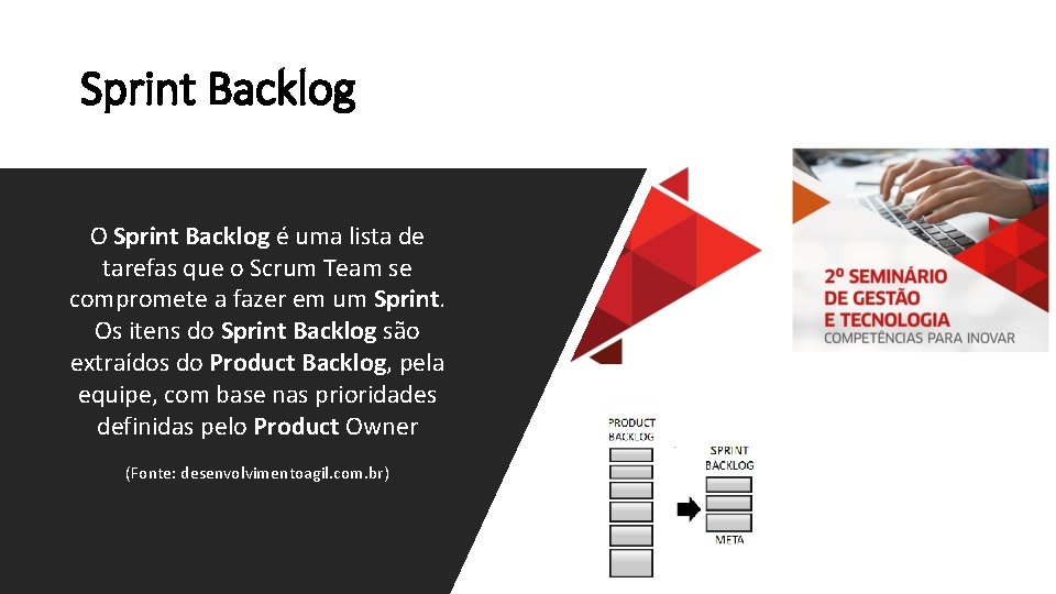 Sprint Backlog O Sprint Backlog é uma lista de tarefas que o Scrum Team