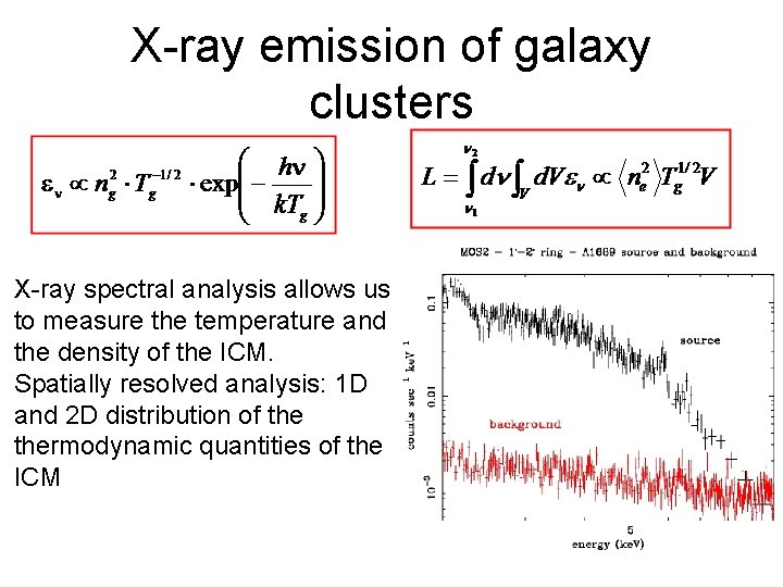 X-ray emission of galaxy clusters X-ray spectral analysis allows us to measure the temperature