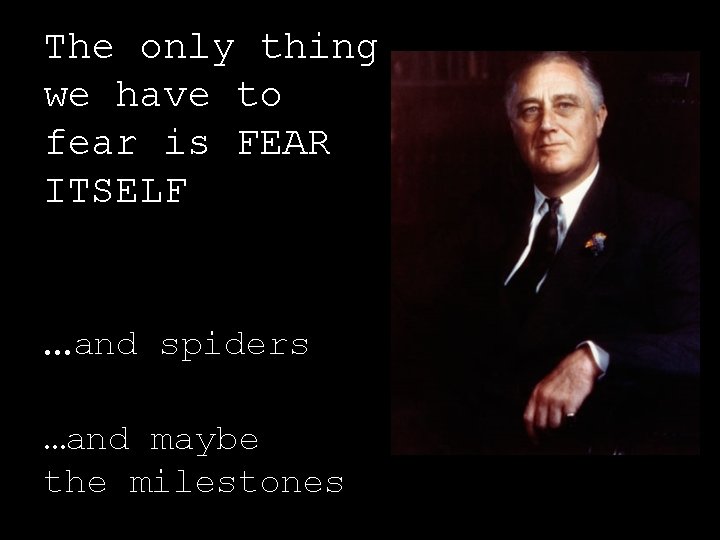 The only thing we have to fear is FEAR ITSELF …and spiders …and maybe