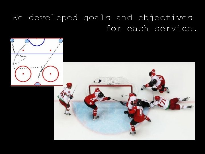 We developed goals and objectives for each service. 