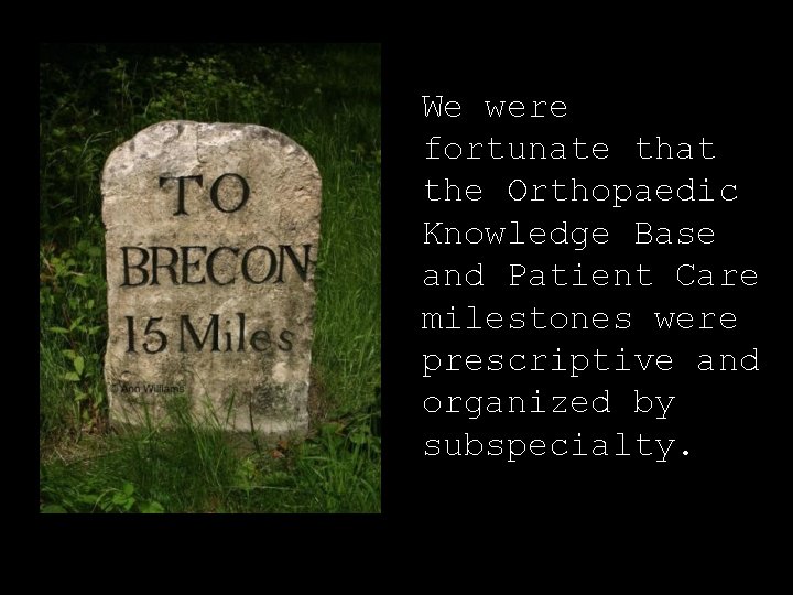 We were fortunate that the Orthopaedic Knowledge Base and Patient Care milestones were prescriptive