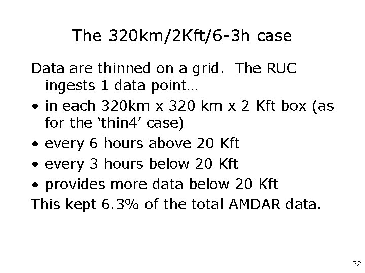 The 320 km/2 Kft/6 -3 h case Data are thinned on a grid. The