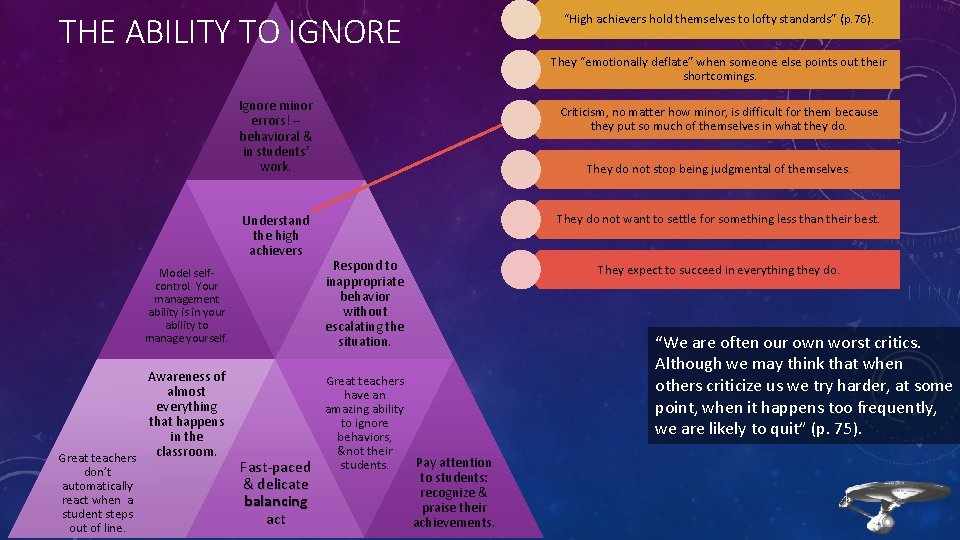 THE ABILITY TO IGNORE “High achievers hold themselves to lofty standards” (p. 76). They THE ABILITY TO IGNORE “High achievers hold themselves to lofty standards” (p. 76). They