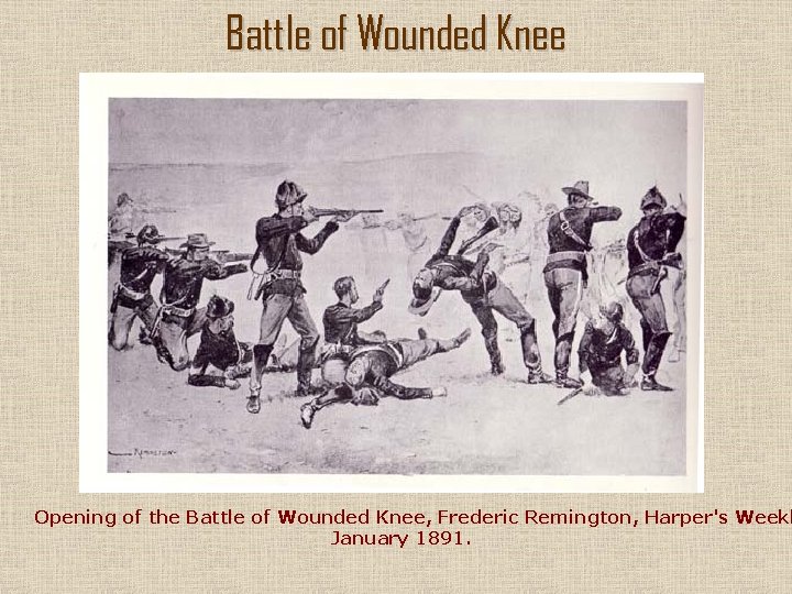 Battle of Wounded Knee Opening of the Battle of Wounded Knee, Frederic Remington, Harper's
