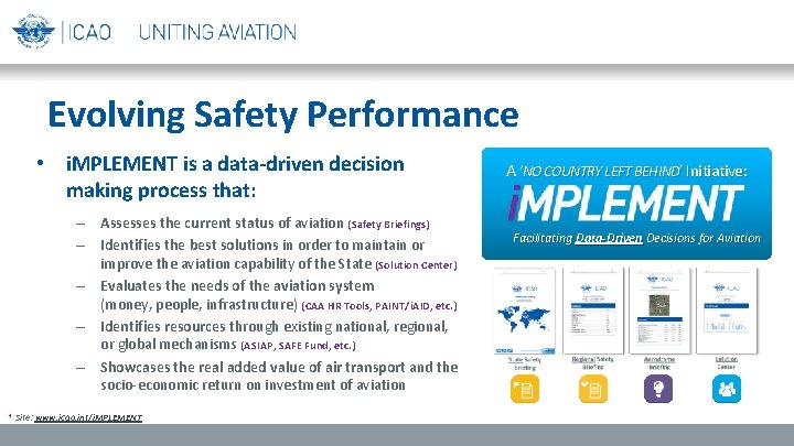 Evolving Safety Performance • i. MPLEMENT is a data-driven decision making process that: –