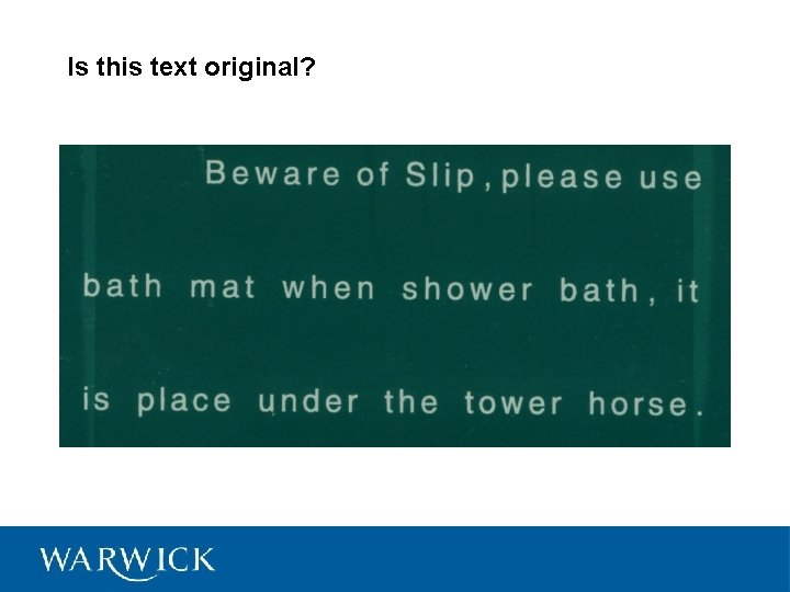 Is this text original? Is this text original?