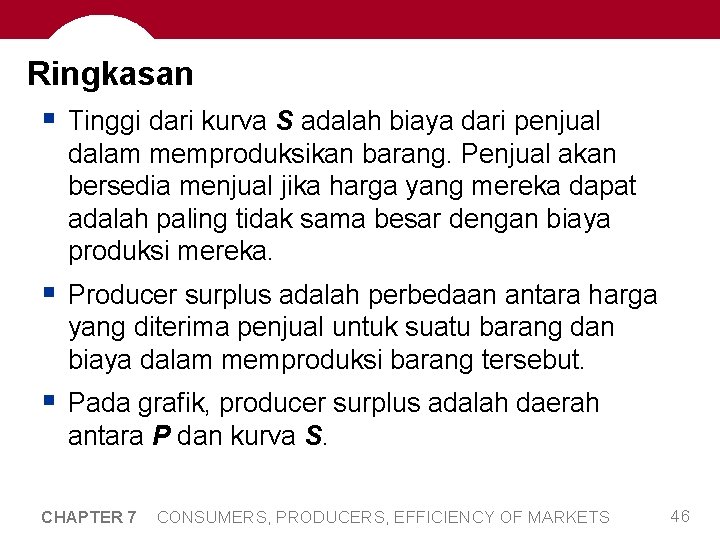 Ringkasan § Tinggi dari kurva S adalah biaya dari penjual dalam memproduksikan barang. Penjual