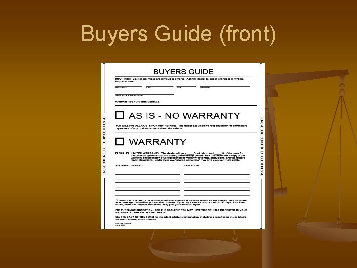 Buyers Guide (front) Buyers Guide (front)