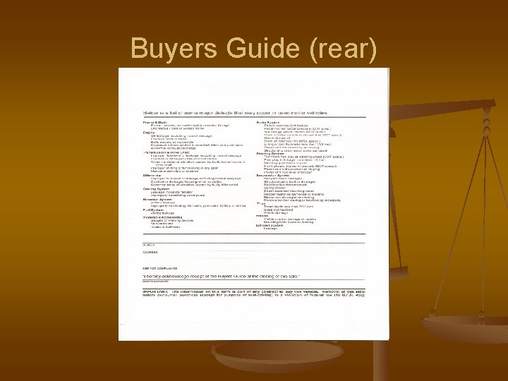 Buyers Guide (rear) Buyers Guide (rear)