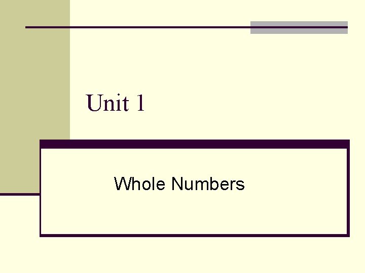 Unit 1 Whole Numbers 