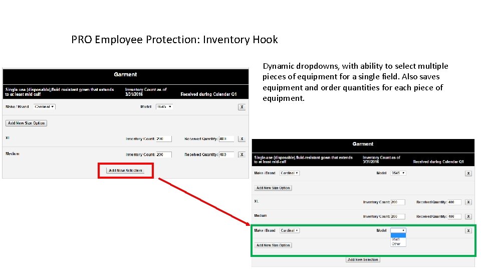 PRO Employee Protection: Inventory Hook Dynamic dropdowns, with ability to select multiple pieces of PRO Employee Protection: Inventory Hook Dynamic dropdowns, with ability to select multiple pieces of