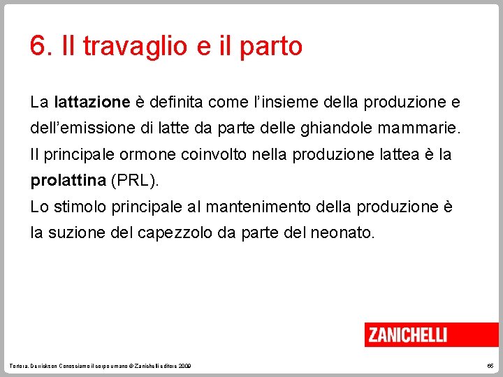 6. Il travaglio e il parto La lattazione è definita come l’insieme della produzione