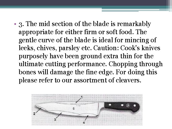  • 3. The mid section of the blade is remarkably appropriate for either