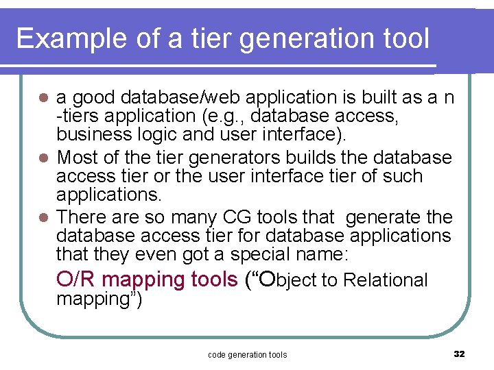 Example of a tier generation tool a good database/web application is built as a
