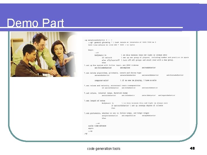 Demo Part code generation tools 48 