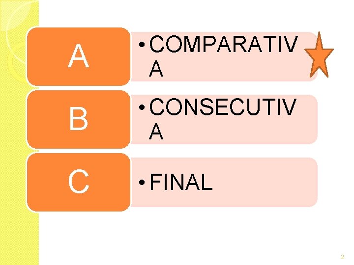 A • COMPARATIV A B • CONSECUTIV A C • FINAL 2 