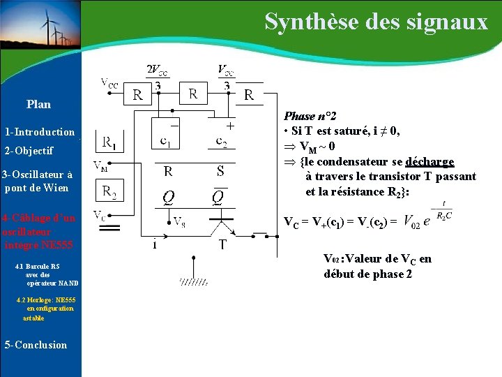 Synthèse des signaux Plan 1 -Introduction 2 -Objectif 3 -Oscillateur à pont de Synthèse des signaux Plan 1 -Introduction 2 -Objectif 3 -Oscillateur à pont de