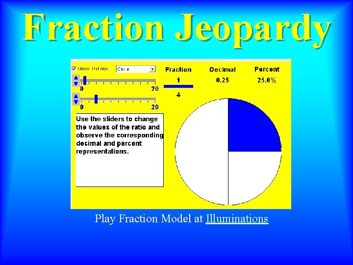 Fraction Jeopardy Play Fraction Model at Illuminations 