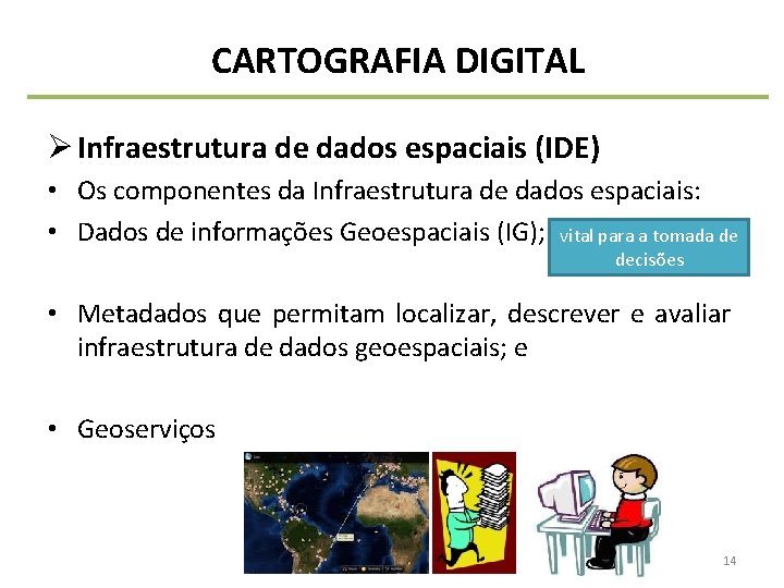 CARTOGRAFIA DIGITAL Ø Infraestrutura de dados espaciais (IDE) • Os componentes da Infraestrutura de