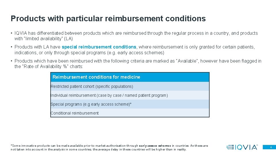 Products with particular reimbursement conditions • IQVIA has differentiated between products which are reimbursed Products with particular reimbursement conditions • IQVIA has differentiated between products which are reimbursed