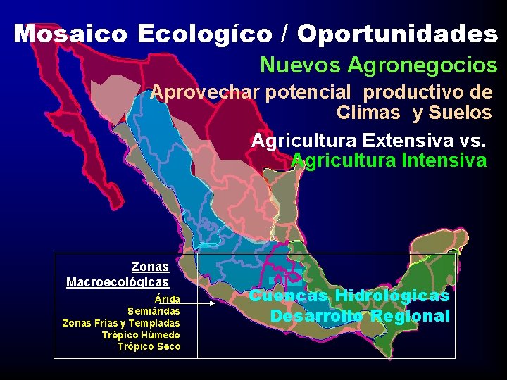 Mosaico Ecologíco / Oportunidades Nuevos Agronegocios Aprovechar potencial productivo de Climas y Suelos Agricultura