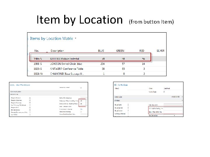 Item by Location (from button Item) 