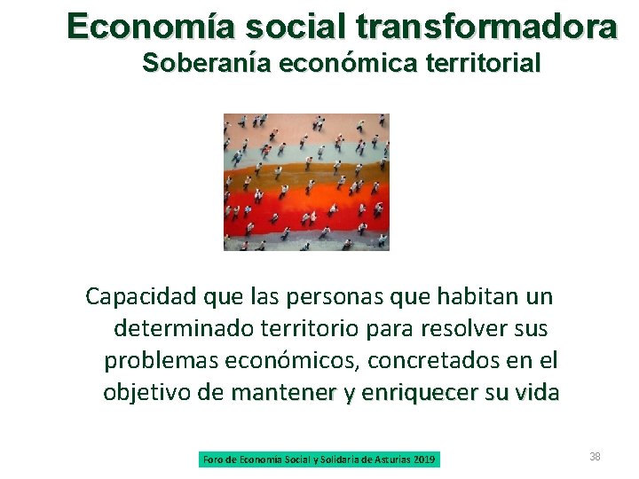 Economía social transformadora Soberanía económica territorial Capacidad que las personas que habitan un determinado