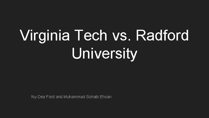Virginia Tech vs. Radford University Ny-Dea Ford and Muhammad Sohaib Ehsan 
