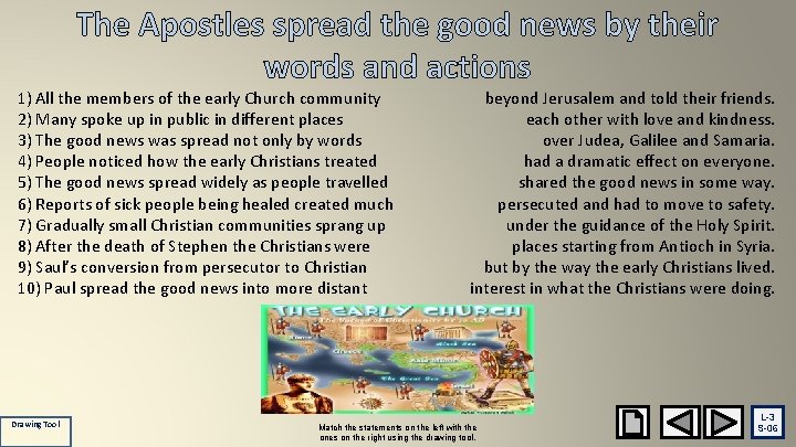 The Apostles spread the good news by their words and actions 1) All the